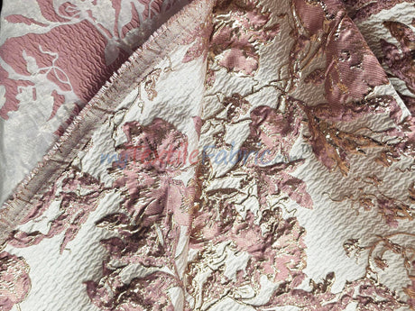 Mauve Floral Bubble Metallic Jacquard | 54" Wide | Abstract Floral Metallic Brocade Fabric |