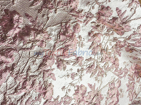 Mauve Floral Bubble Metallic Jacquard | 54" Wide | Abstract Floral Metallic Brocade Fabric |
