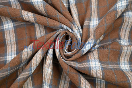 Plaid Flannel Fabric | Brushed Cotton Face | 80% Polyester 20% Cotton | 7 oz | Soft & Cozy Apparel Fabric