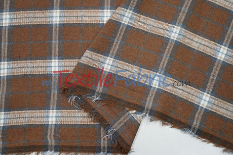 Plaid Flannel Fabric | Brushed Cotton Face | 80% Polyester 20% Cotton | 7 oz | Soft & Cozy Apparel Fabric