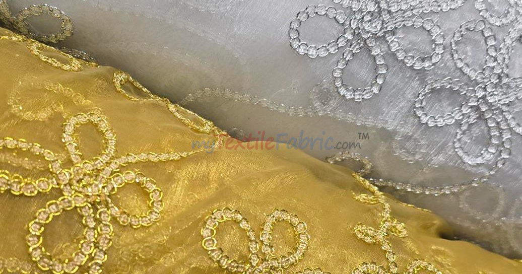 Coco Ribbon Sheer Embroidery |  Double Scallop Lace | 52" Wide |