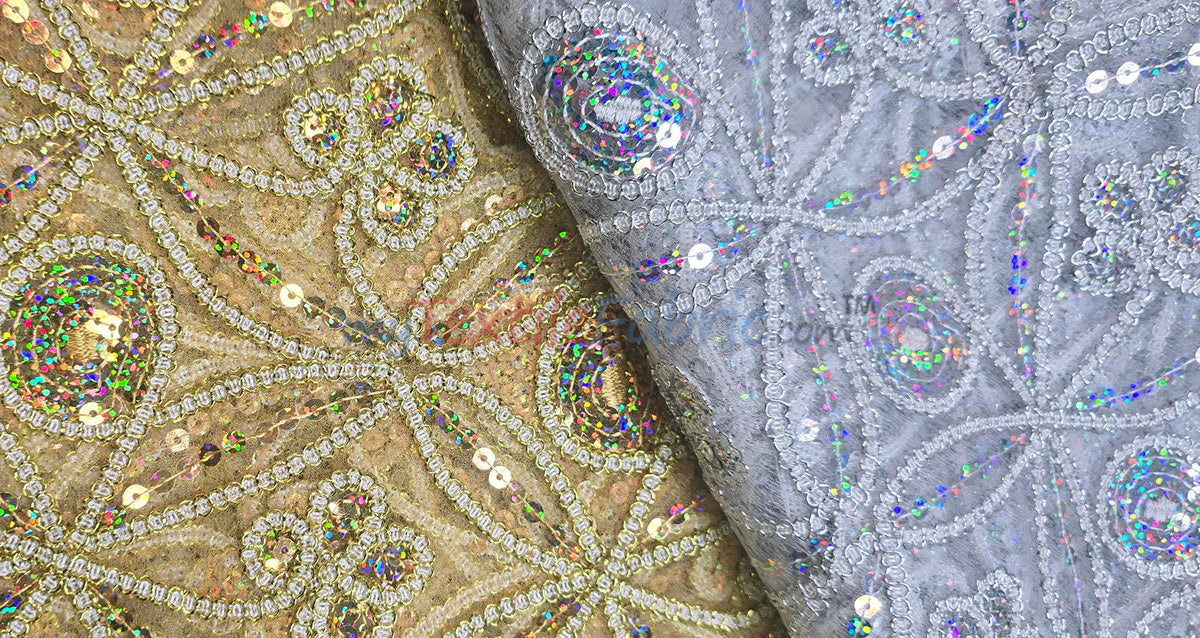Coco Star Sheer Embroidery |  Double Scallop Lace | 52" Wide |