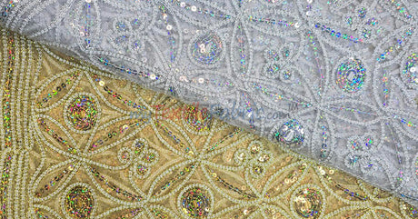 Coco Star Sheer Embroidery |  Double Scallop Lace | 52" Wide |