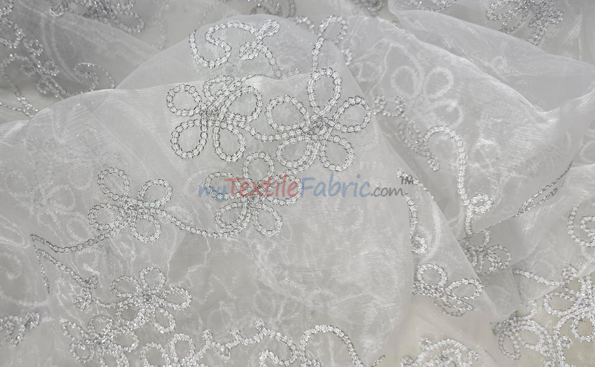 Coco Ribbon Sheer Embroidery |  Double Scallop Lace | 52" Wide |