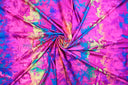 Tie Dye Hologram Spandex Fabric | Iridescent Foil Finish | 4-Way Stretch | 58/60" Wide | Vibrant Multicolor