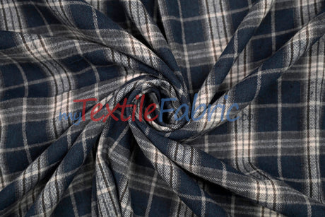 Plaid Flannel Fabric | Brushed Cotton Face | 80% Polyester 20% Cotton | 7 oz | Soft & Cozy Apparel Fabric