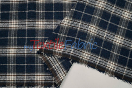 Plaid Flannel Fabric | Brushed Cotton Face | 80% Polyester 20% Cotton | 7 oz | Soft & Cozy Apparel Fabric