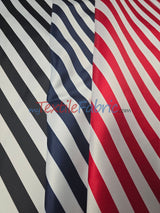 1" Stripe Satin Print | Dull Satin Print | 58/60" Wide | Stripe Satin Print Fabric | 3 Colors |