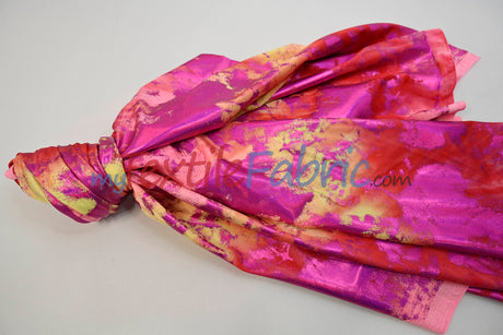 Tie Dye Hologram Spandex Fabric | Iridescent Foil Finish | 4-Way Stretch | 58/60" Wide | Vibrant Multicolor