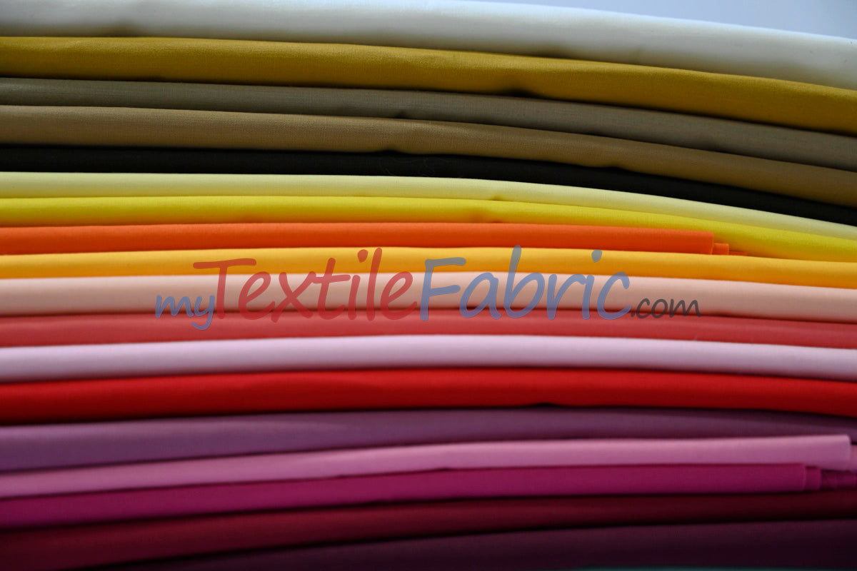 Polyester Cotton Broadcloth Fabric | 60" Wide | Solid Colors | Continuous Yards | Multiple Colors |