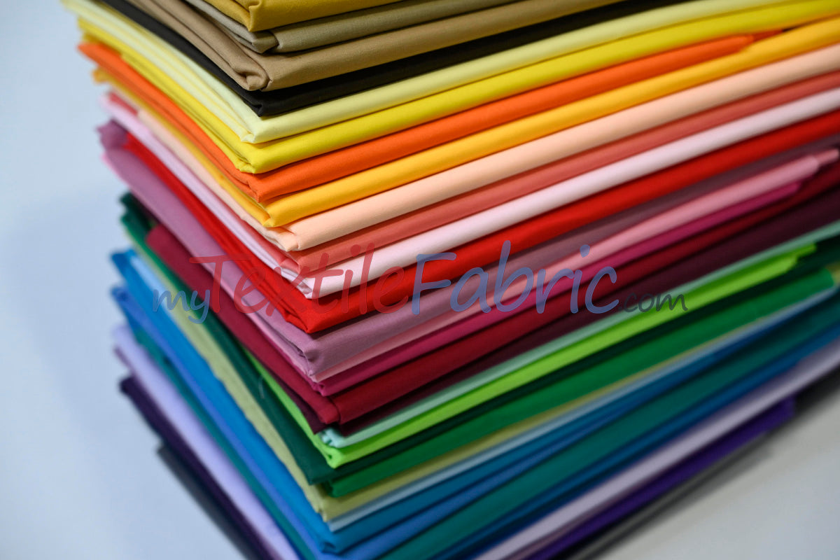 Polyester Cotton Broadcloth Fabric | 60" Wide | Solid Colors | Continuous Yards | Multiple Colors |