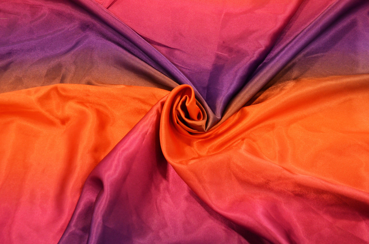 Multi Color Rainbow Satin Fabric | Rainbow Charmeuse Fabric | Ombre Satin Fabric | 60" Wide | Silky Soft Satin in a Rainbow color wave |