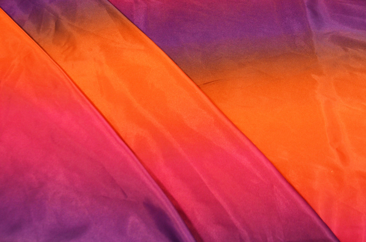 Multi Color Rainbow Satin Fabric | Rainbow Charmeuse Fabric | Ombre Satin Fabric | 60" Wide | Silky Soft Satin in a Rainbow color wave |