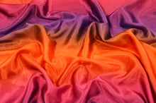 Load image into Gallery viewer, Multi Color Rainbow Satin Fabric | Rainbow Charmeuse Fabric | Ombre Satin Fabric | 60&quot; Wide | Silky Soft Satin in a Rainbow color wave |
