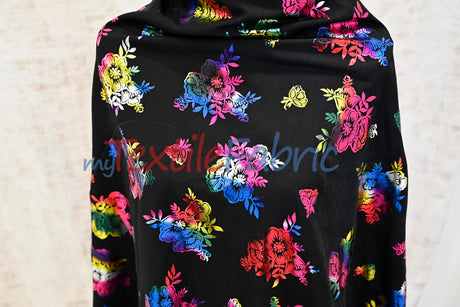 Floral Holographic Foil on Peachskin | Soft & Lightweight | 60” Wide | Ideal for Fashion & Costumes