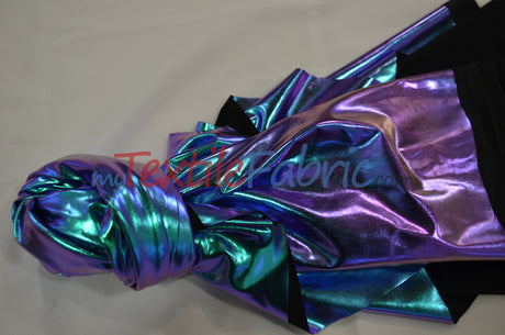 Hologram Foil Spandex Lame | Rainbow Stretch Metallic Lame | Hologram Spandex Lame Fabric | Hologram Fabric | Decor Apparel Costume Dance |