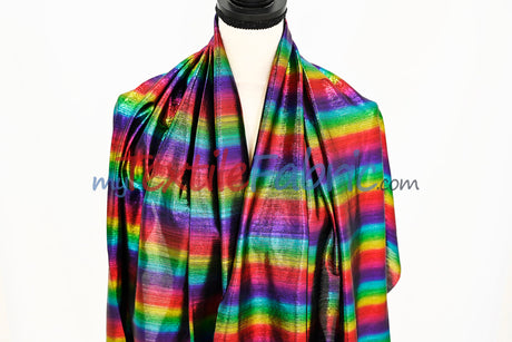 Rainbow Metallic Stretch Slinky Fabric by the Yard | 58” Wide | 2 Way Stretch