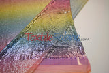 Rainbow Sequins Fabric | Multi Color Sequins Rainbow on Mesh Fabric | Mermaid Mesh Sequins Fabric | Ombre Sequins Fabric by the Yard |