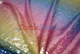 Rainbow Sequins Fabric | Multi Color Sequins Rainbow on Mesh Fabric | Mermaid Mesh Sequins Fabric | Ombre Sequins Fabric by the Yard |