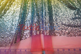 Rainbow Sequins Fabric | Multi Color Sequins Rainbow on Mesh Fabric | Mermaid Mesh Sequins Fabric | Ombre Sequins Fabric by the Yard |
