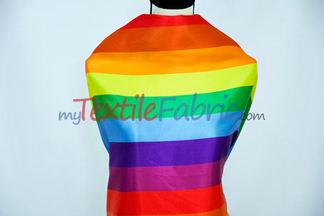 Rainbow Stripe Satin Fabric | Soft Satin Stripe Charmeuse Fabric | 60" Wide
