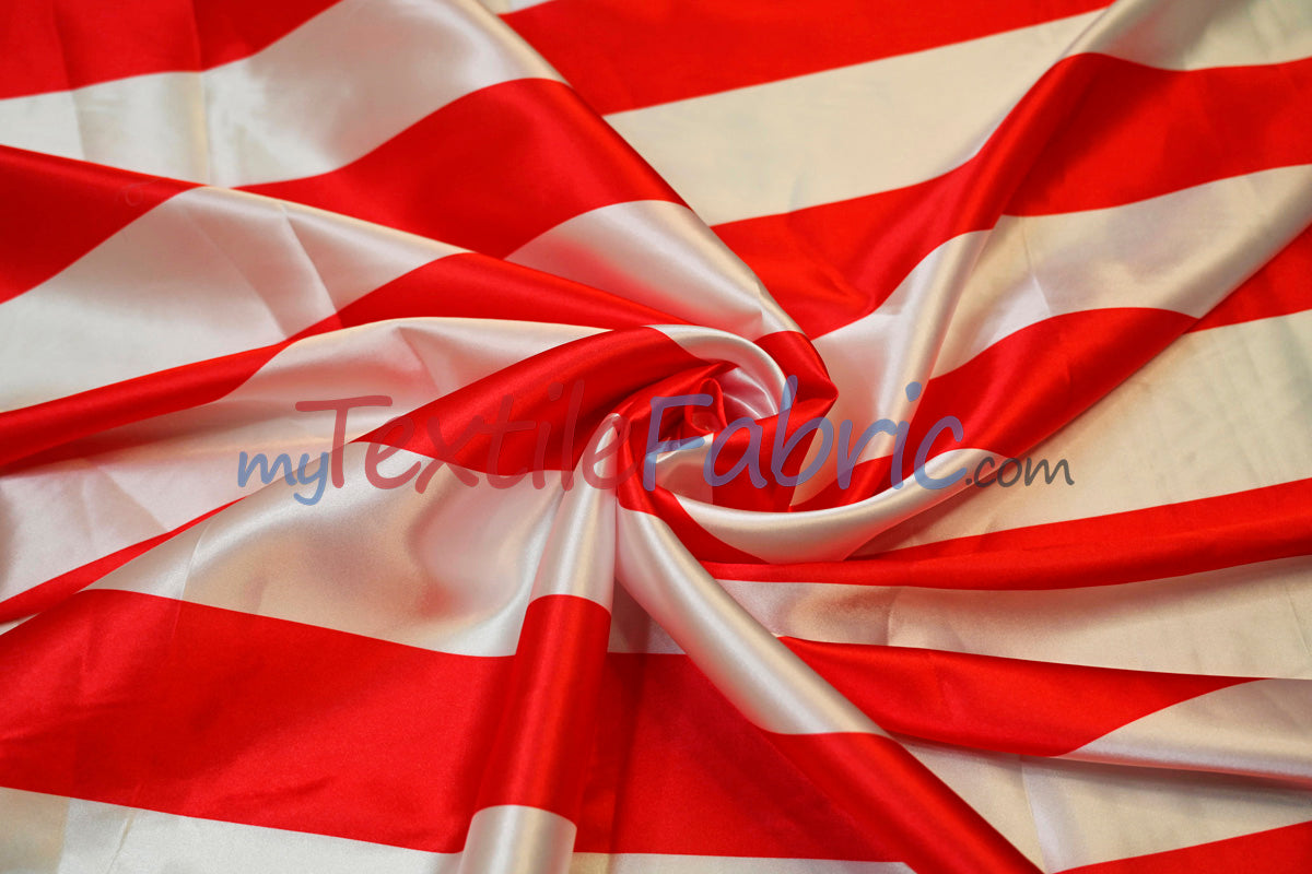 3" Stripe Satin Fabric | Soft Satin Stripe Charmeuse Fabric | 60" Wide | Multiple Colors