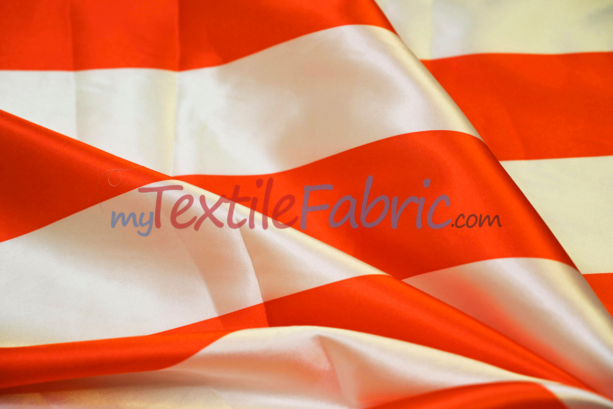 3" Stripe Satin Fabric | Soft Satin Stripe Charmeuse Fabric | 60" Wide | Multiple Colors