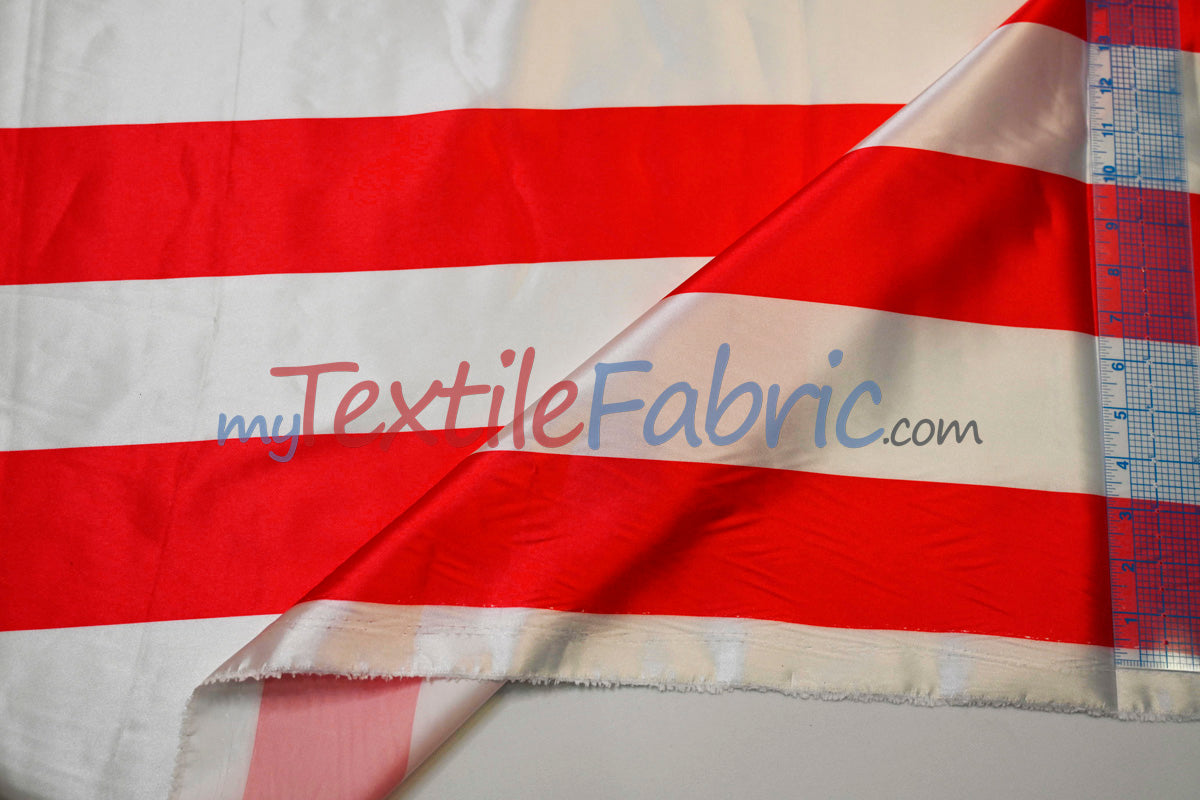 3" Stripe Satin Fabric | Soft Satin Stripe Charmeuse Fabric | 60" Wide | Multiple Colors