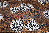 Jungle Animal Satin Print Fabric | Charmeuse Satin Tiger Cheetah Blend X Yard | Satin Animal Print | 60" Wide | Soft Light Weight Flow