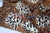 Jungle Animal Satin Print Fabric | Charmeuse Satin Tiger Cheetah Blend X Yard | Satin Animal Print | 60" Wide | Soft Light Weight Flow