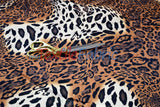 Jungle Animal Satin Print Fabric | Charmeuse Satin Tiger Cheetah Blend X Yard | Satin Animal Print | 60" Wide | Soft Light Weight Flow