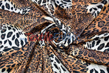 Jungle Animal Satin Print Fabric | Charmeuse Satin Tiger Cheetah Blend X Yard | Satin Animal Print | 60" Wide | Soft Light Weight Flow