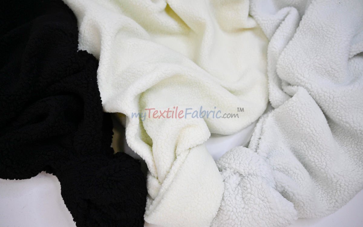 Sherpa Fleece Fabric | Soft Plush Faux Shearling | Cozy Insulating Fabric by the Yard