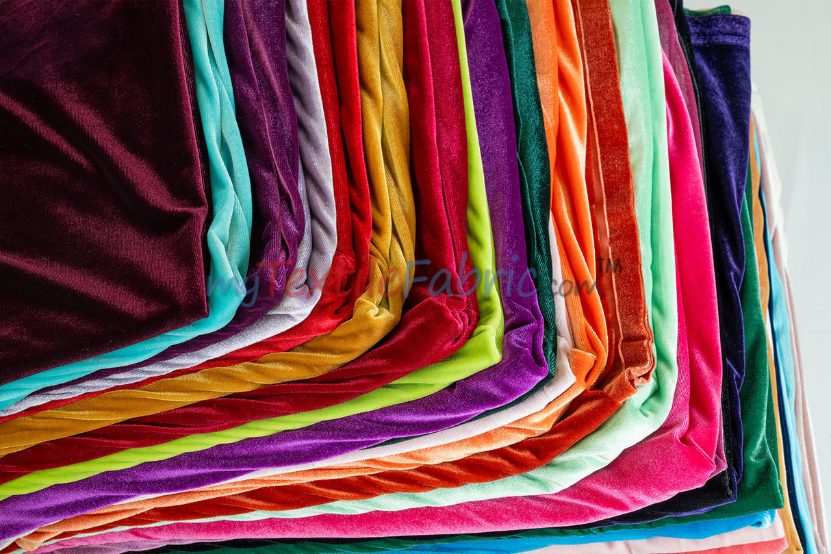 Soft and Plush Stretch Velvet Fabric | Stretch Velvet Spandex | 58" Wide | Spandex Velour for Apparel, Costume, Cosplay, Drapes |