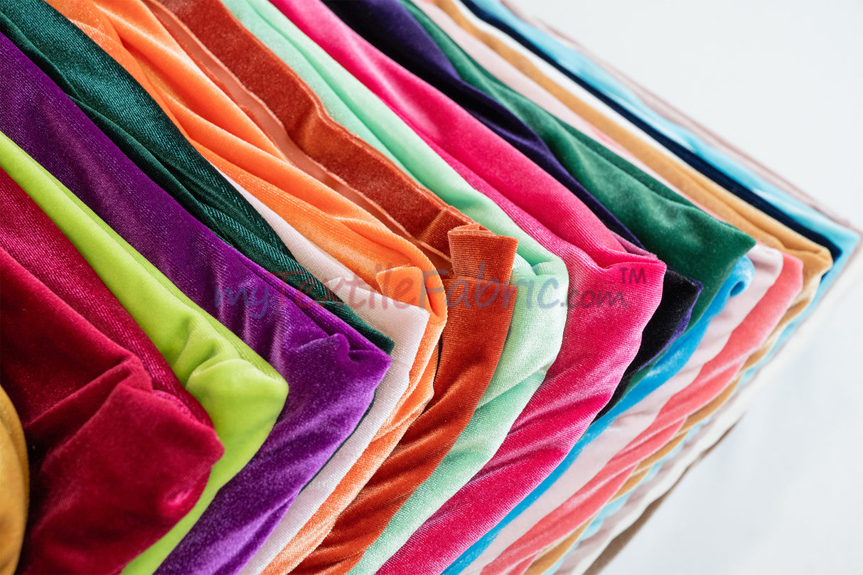 Soft and Plush Stretch Velvet Fabric | Stretch Velvet Spandex | 58" Wide | Spandex Velour for Apparel, Costume, Cosplay, Drapes |