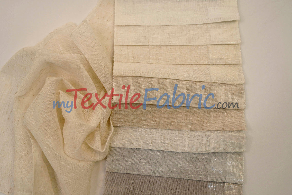 Swiss Sheer Fabric | Linen-Look Sheer Drapery | 130″ Wide | Event & Home Curtains | Available in 15 Colors