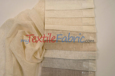 Swiss Sheer Fabric | Linen-Look Sheer Drapery | 130″ Wide | Event & Home Curtains |