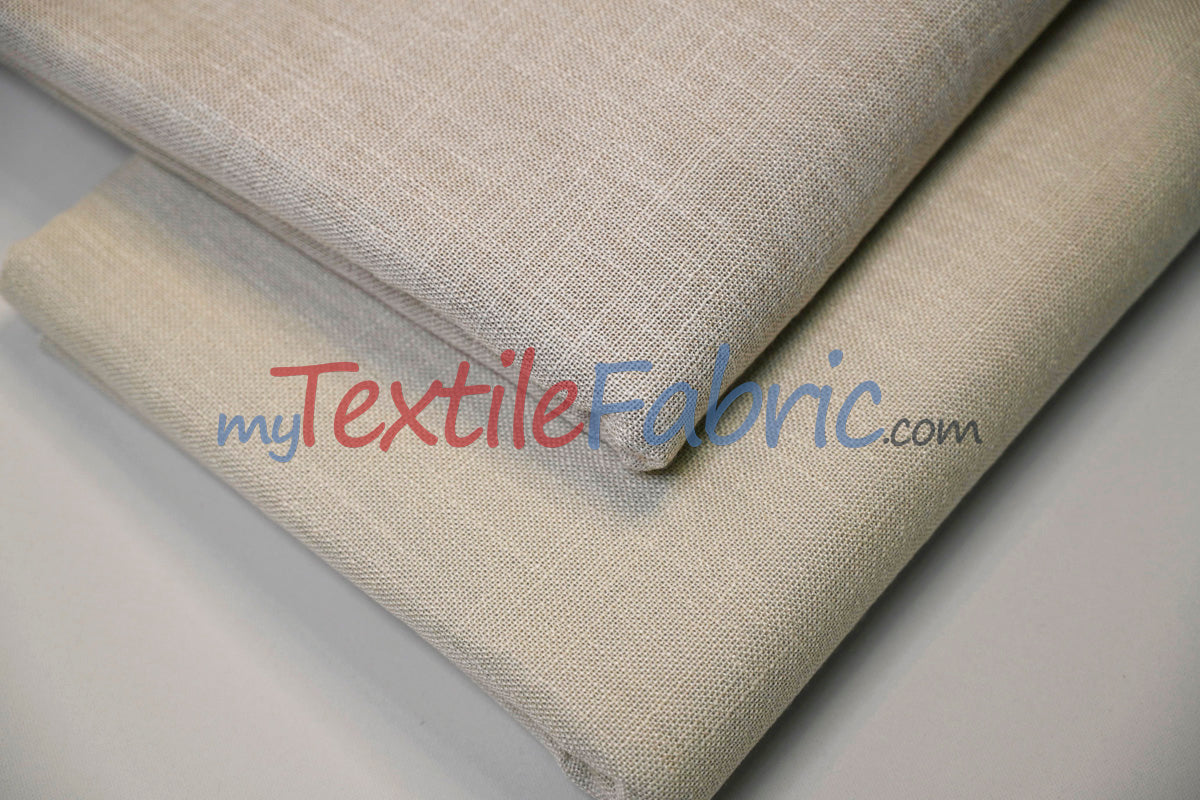 Upholstery Weight Poly Linen Fabric | Durable Backed Linen | 60" Wide | Non Woven Backing | Ideal for Upholstery, Cushions & Drapery
