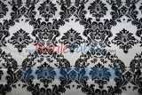 White Black Damask Satin Print Fabric | Damask Lamour Satin Fabric | Dull Satin Print | 60" Wide |