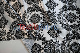 White Black Damask Satin Print Fabric | Damask Lamour Satin Fabric | Dull Satin Print | 60" Wide |