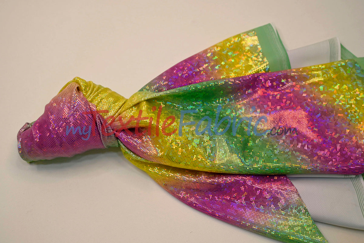 Rainbow Shattered Hologram Spandex |4 Way Stretch Dancewear Fabric | 58/60" Wide | Rainbow Spandex Fabric