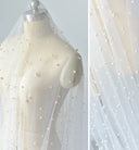 Very Soft Tulle with Pearls | Tulle with Beads | 52" Wide | Bridal Veil Tulle, Wedding Dress |