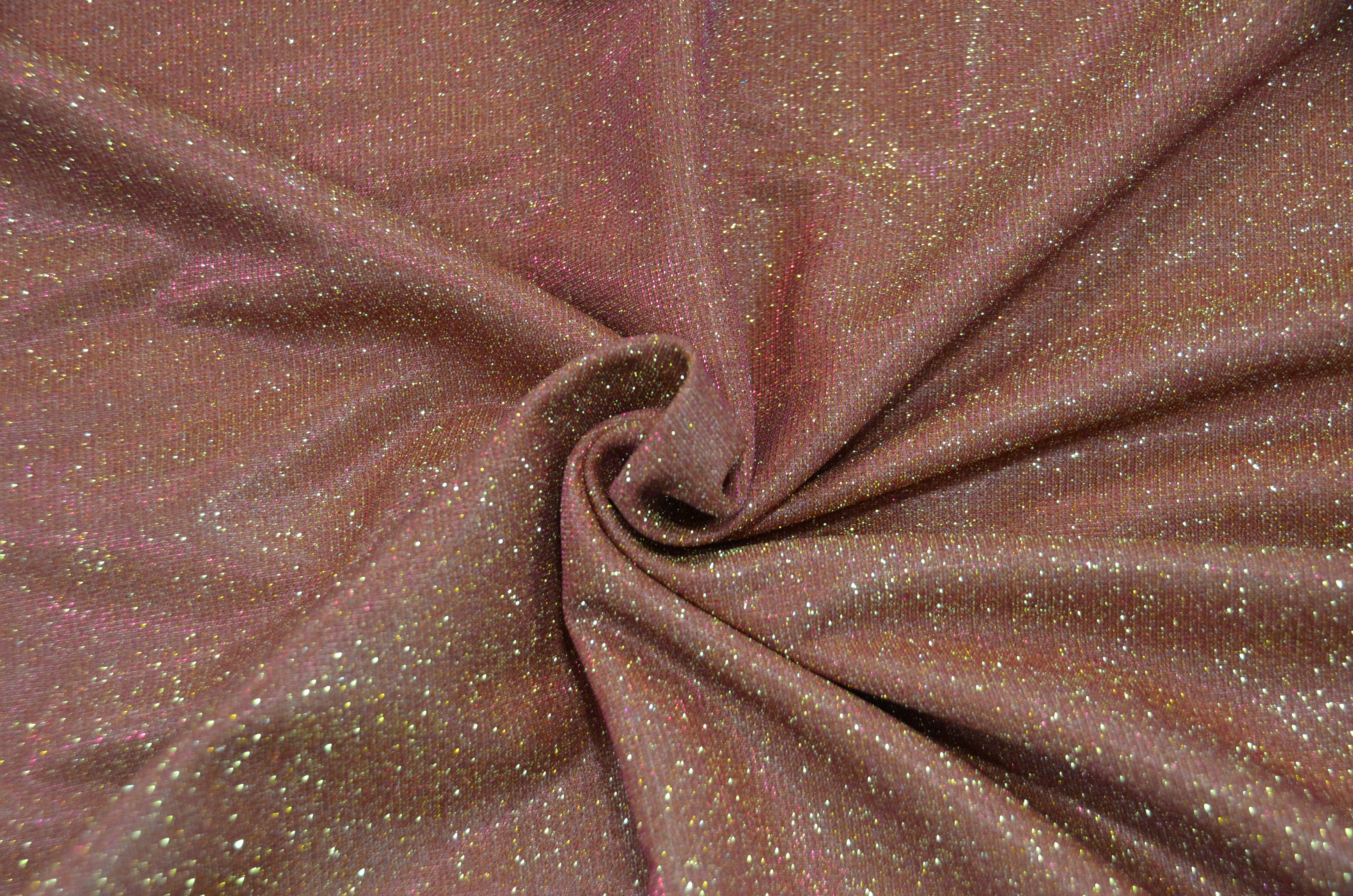 Stretch Glimmer Knit Fabric | 2 Way Stretch | 56" Wide | Metallic Glitter Spandex Knit Fabric | Fabric mytextilefabric Yards 0015 Rose Mauve 
