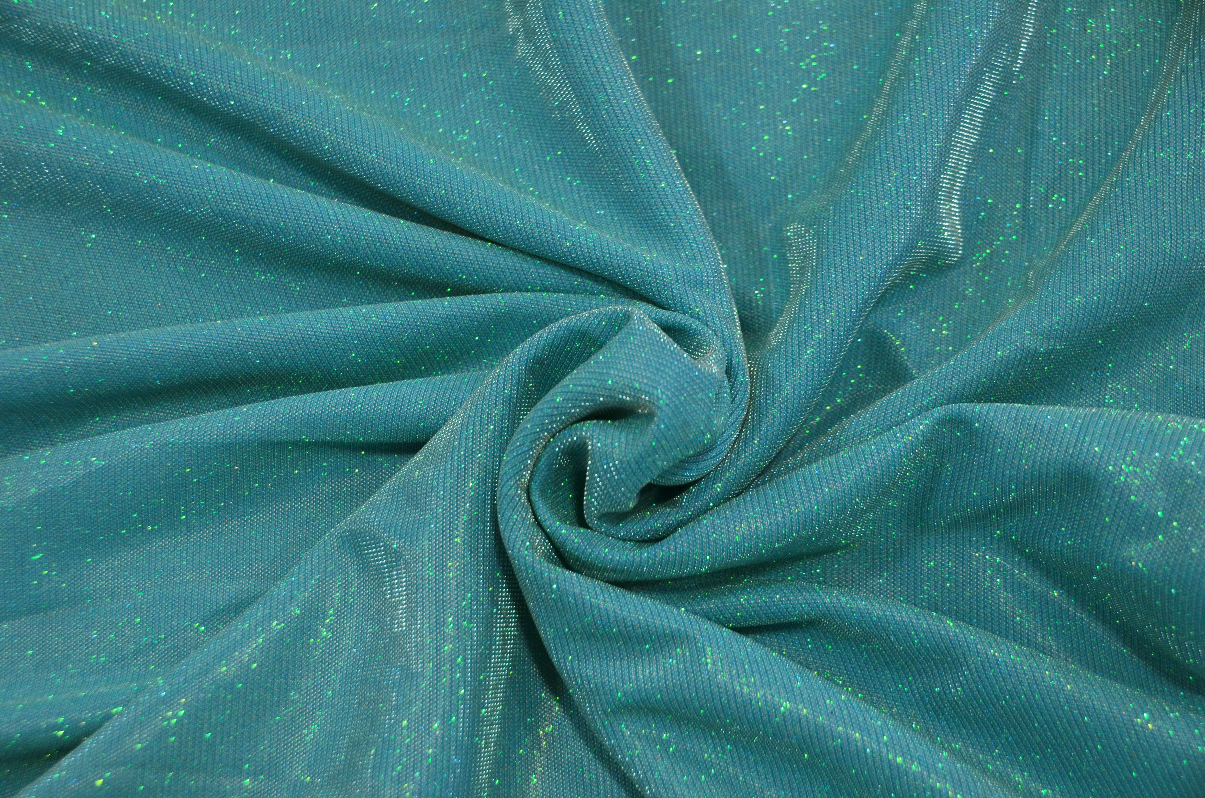 Stretch Glimmer Knit Fabric | 2 Way Stretch | 56" Wide | Metallic Glitter Spandex Knit Fabric | Fabric mytextilefabric Yards 0029 Dark Aqua 