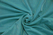 Load image into Gallery viewer, Stretch Glimmer Knit Fabric | 2 Way Stretch | 56&quot; Wide | Metallic Glitter Spandex Knit Fabric | Fabric mytextilefabric Yards 0029 Dark Aqua 