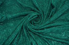 Load image into Gallery viewer, Stretch Glimmer Knit Fabric | 2 Way Stretch | 56&quot; Wide | Metallic Glitter Spandex Knit Fabric | Fabric mytextilefabric Yards 0031-3 TEAL 