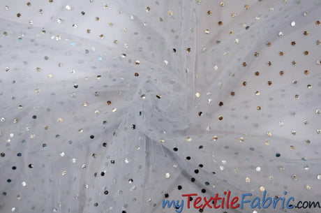 Bridal Tulle with Metallic Polka Dot | 60" Wide | Available in White and Ivory | Fabric mytextilefabric Yards White 