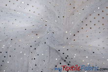 Load image into Gallery viewer, Bridal Tulle with Metallic Polka Dot | 60&quot; Wide | Available in White and Ivory | Fabric mytextilefabric Yards White 
