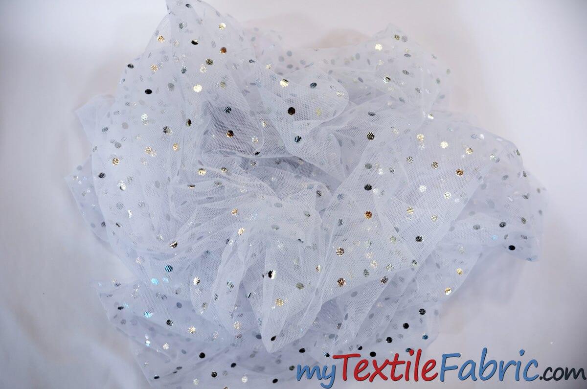 Bridal Tulle with Metallic Polka Dot | 60" Wide | Available in White and Ivory | Fabric mytextilefabric 