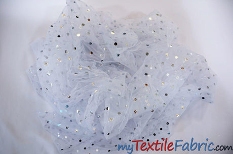 Bridal Tulle with Metallic Polka Dot | 60" Wide | Available in White and Ivory | Fabric mytextilefabric 
